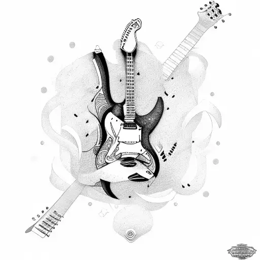 A Guitar And A Motorcycle Merging Into One Instrument