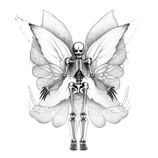 Minimalist Full Body Skeleton With Fairy Wings