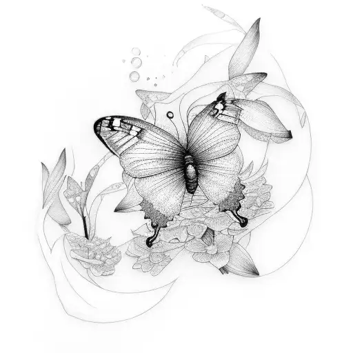 Water Lillie's With 5 Butterflies