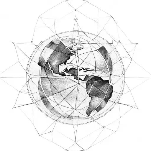 Symmetrical Atlas Holding The World With Fine Line Designs Surrounding
