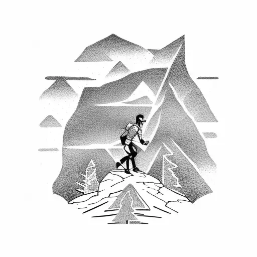 A Silhouette Of A Runner On A Mountain Peak