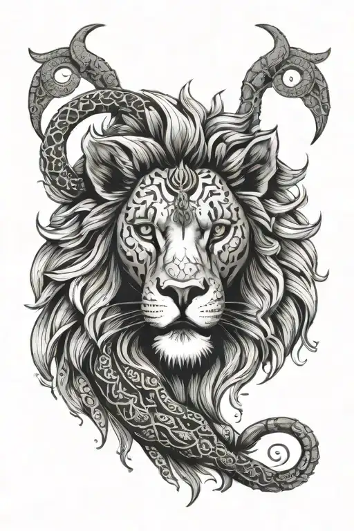 Symmetrical Lion Combined With Scorpion