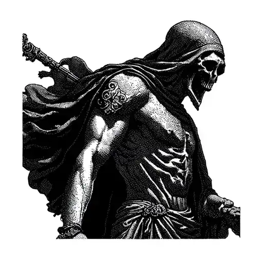 The Greek God Atlas But Stylized As The Grim Reaper