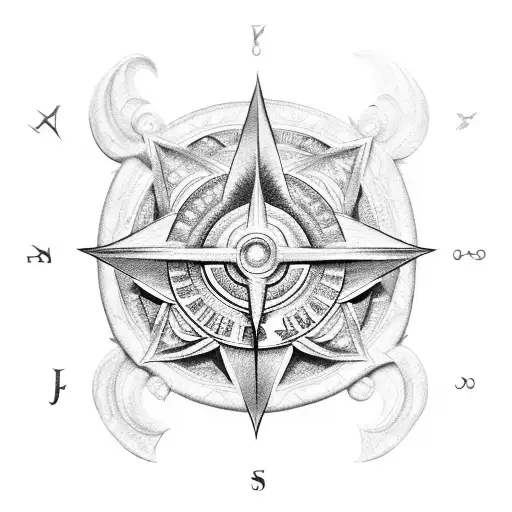 Scales Of Justice Shaped Like A Fleur De Lis Inside A Compass Rose