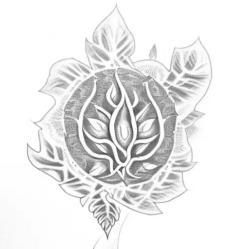A Dotwork Design Of A Vegan Symbol Integrated With A Leafy Vine