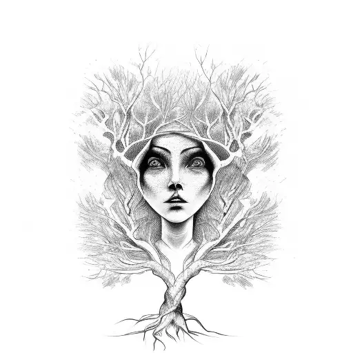 Tree Root Woman Wind Body