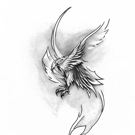 Phoenix Whose Tail Turns Into A Heart Rate Line