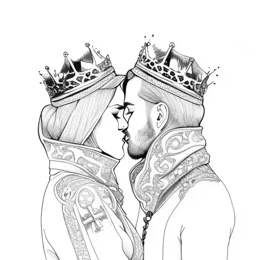 King And Queen Kissing With Rosary