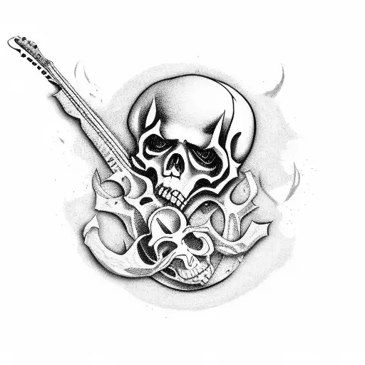 Rock And Roll Reaper Holding Sythe Guitar