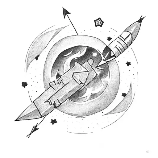 Arrow With Moon And Small Stars