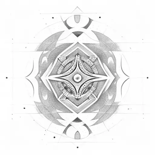 Abstract Representation Of A Tribal Symbol With Geometric Dots