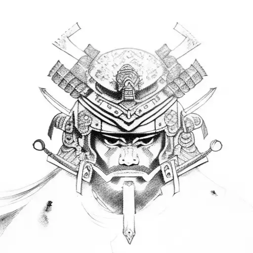 Stoic And Mysterious Samurai With Blood Stained Armor