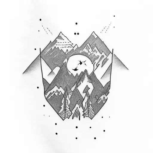 Mountain Tattoo With Words On Shoulder