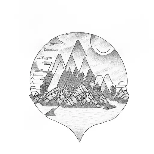 Sunset Over A Family Intertwined With A Rock