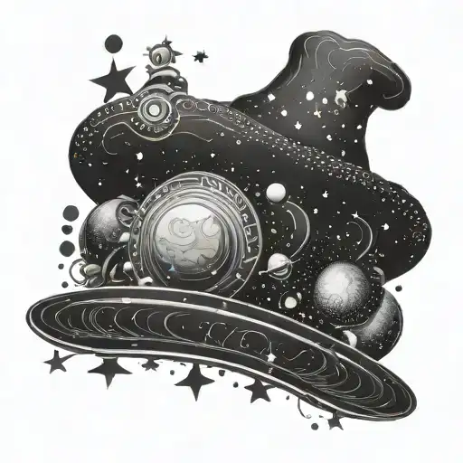 A Cosmic Chef Hat With Intricate Patterns Of Stars And Planets