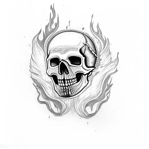 Native American Skull With Fire