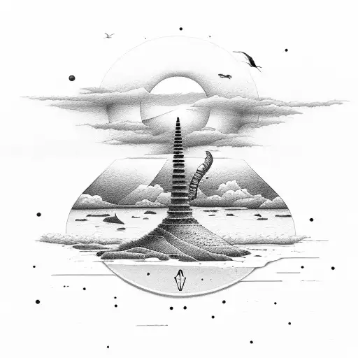 A Car Tire Track Leading To A Serene Beach Sunset