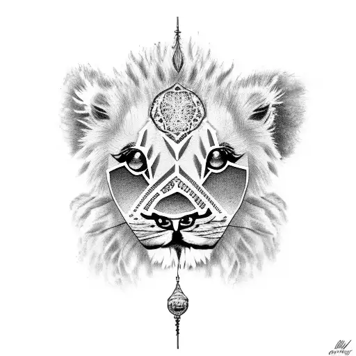 Lion Cub Holding A Gold Biscuit