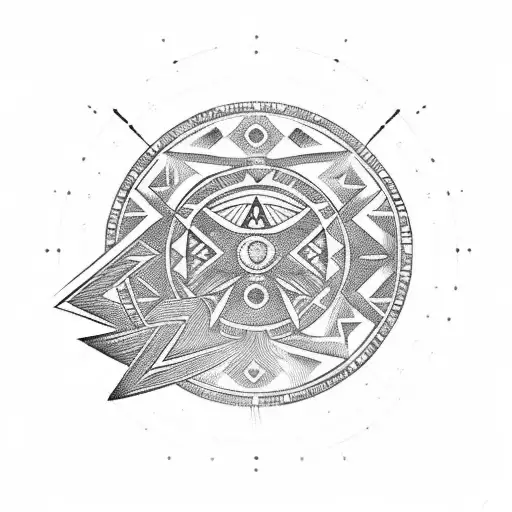 Aztec Arrow With Two Names In The Middle - Halen & Luca