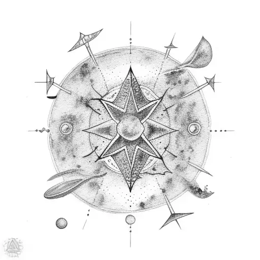 A Dotwork Tattoo Of The Aquarius Constellation Surrounded By Watercolor Elements Inspired By Nature