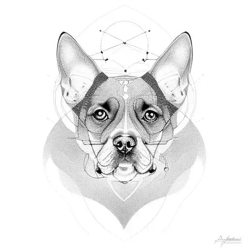 A Portrait Of Your Beloved Dog With Intricate Geometric Patterns Forming Its Fur