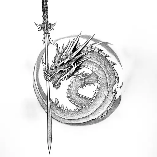 Dragon With Sword And Blood