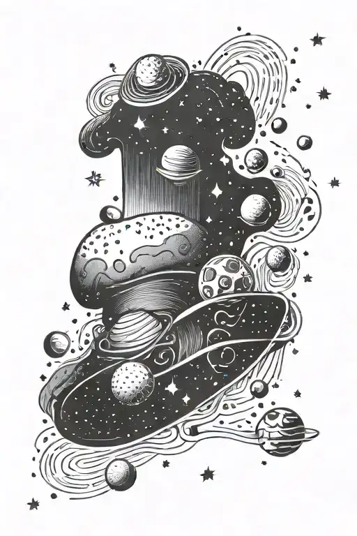 A Cosmic Chef Hat With Intricate Patterns Of Stars And Planets