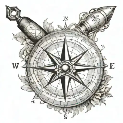 A Compass Rose With Family Names Pointing Towards Different Travel Destinations