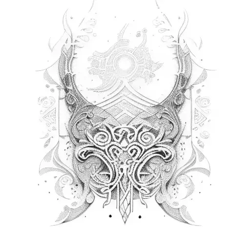 A Guitar With Intricate Dotwork Patterns