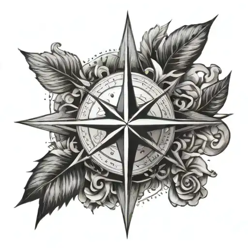 A Compass Rose With Each Cardinal Direction Representing A Different Family Member's Initial