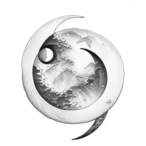 Crescent Moon With A Knife Going Through It