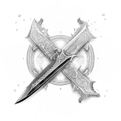 Complex Sword Handle With Sharp Edges Wrapped In Roads