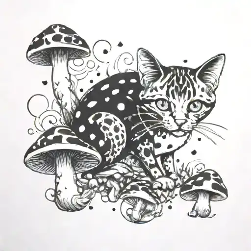 Fire Redcrazycat With Mushrooms