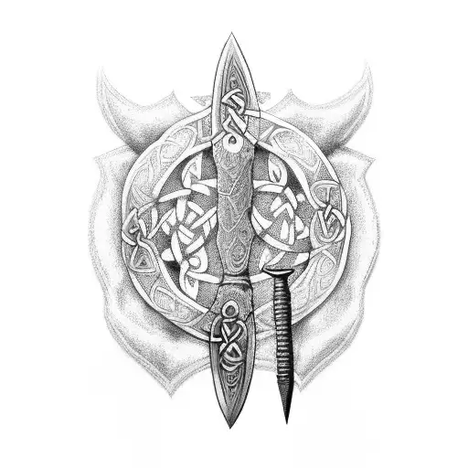 Celtic Sword Wrapped In Lavender