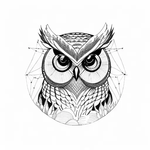 Owl In A Forest With Mountains