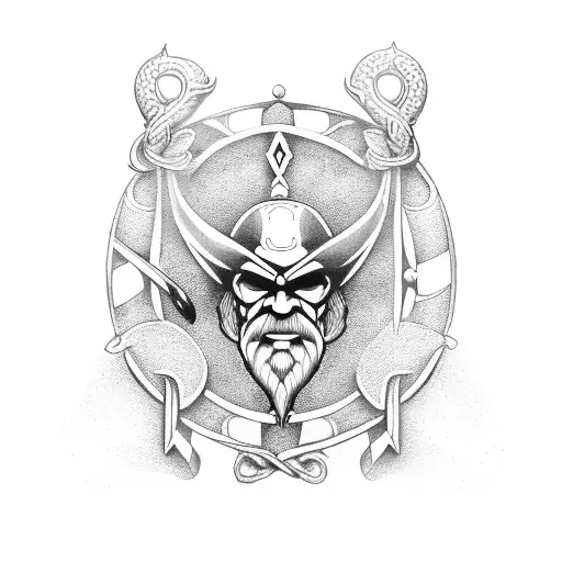 A Dotwork Tattoo Of The Inguz Viking Symbol With A Wine Opener Incorporated Into The Design