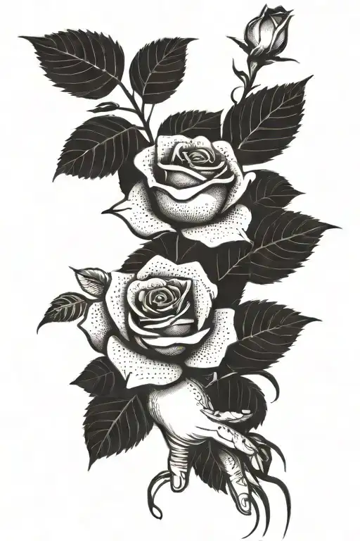 Hand Holding Rose Growing