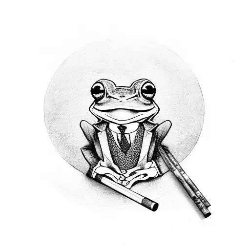 Frog Wearing A Suit Smoking A Pipe