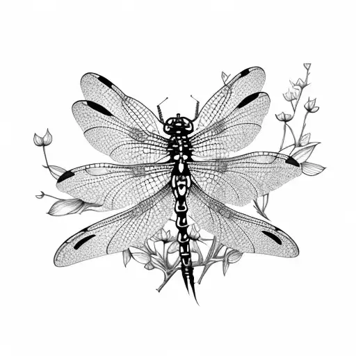 Dragonfly With Cherry Blossoms