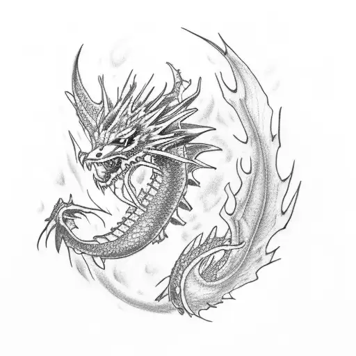 A Blue Dragon And A Red Phoenix