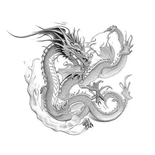 Dragon Wrapped Around Woman