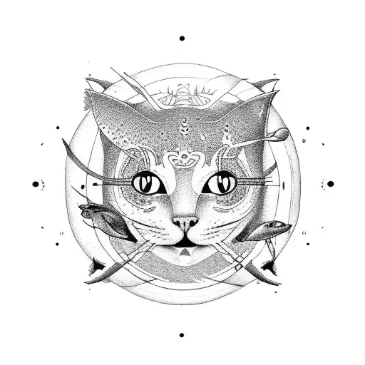 Cat And Fish In Ying Yang