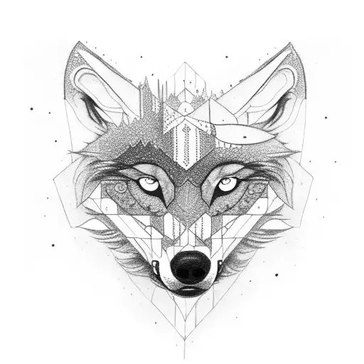 A Wolf That Has One Half Of Its Face Built By A Daisy