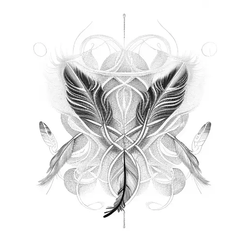 An Intricate Feather Intertwined With Musical Instruments