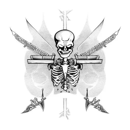 A Skeleton With 7 Swords