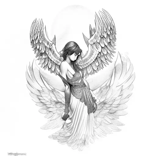 Greek Mythology Inspired Fallen Angel With Wings Made Of Shattered Plates