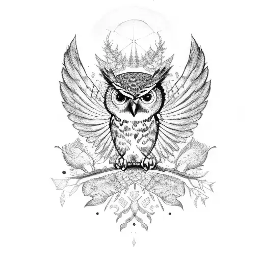 Owl Flying Above Forest