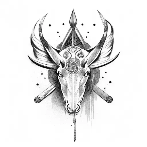 Design A Tatoo Of Half Human Half Horsewith Medusas Head Shooting Bow And Arrow