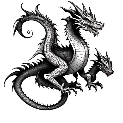 Mama Dragon With One Baby Dragon