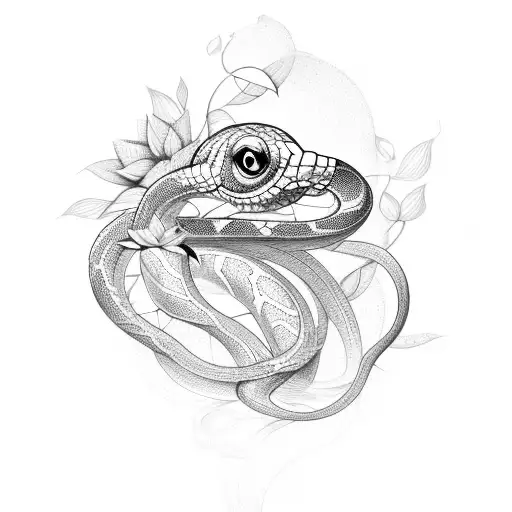 Snake And Flowers